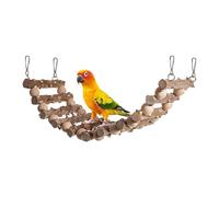 Bird Toys - Hamaca de madera para masticar y escalar, madera natural con cuentas multicolores, seguridad de juego diario, cuerda de algodón más columpio colgante para grises africanos, cacatúas