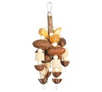 Bird Toys on Parakeets Climbing Stick Chew Set, Natural Nut String Cage Accessories Interactive Hanging Games for Conure Lovebird Macaw Finches Mynah Cockatiel Enrichment