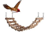 Bird Toys - Parrot Perch Stand for Small to Large Birds | Natural Wood with Rope and Ladder Design, Wooden Chewing Climbing Hammock, Interactive Chew Toy for Finch Cockatiel Conure African Grey