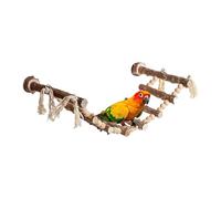 Bird Toys - Parrot Perch Stand for Small to Large Birds | Natural Wood with Rope and Ladder Design, Wooden Chewing Climbing Hammock, Interactive Chew Toy for Finch Cockatiel Conure African Grey