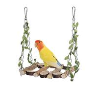 Bird Toys - Parrot Perch Stand for Small to Large Birds | Natural Wood with Rope and Ladder Design, Wooden Chewing Climbing Hammock, Interactive Chew Toy for Finch Cockatiel Conure African Grey