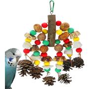 Bird Toys Parrots, Multicolored Chewing Toy, Natural Wooden Blocks, Parakeet Accessories, Nut Bite Pendant for African Greys, Lovebirds, Cockatoos, 11.82x8.67x0.79 Inches