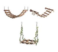 Bird Toys | Q Wooden Swing Hammock Stand | Birds Ladder Toys Cage Accessories | For Parakeet Budgerigar Cockatiel Conure Lovebird African Grey Cockatoo Macaw Finch