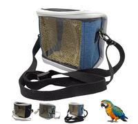 Bird Travel Sling - Airflow Crosbody Carry Tote, Foldable Cage Structure | Easy Carry Mesh Housing with Viewing Window for Small Animals on Outdoor Trips (Blue)