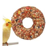 Bird Treats - Donut Shape Grain Chew Toy With Natural Feeding Snack Ring | Aviary Accessories | Parakeet Lovebird Training Enrichment Supplies | Cage Activity Boredom Relief Pecking Nutrition