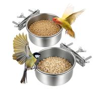 Bird Water Feeder,2-Piece Stainless Steel Pet Bowl - Parakeet Food Dish Cockatiel Feeder - for Parrots Cockatiel Conure Pigeon Chicken Chinchilla Mouse