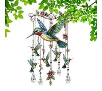 Bird Wind Chimes Sun Catcher | Patio Decor - Wind Chimes with Crystal Pendants - for Homeowners Nature Lovers Porch Coffee Shop Backyard Cabin Studio Restaurant Living Room Bedroom Study Home