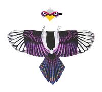 Bird Wings Costume for Kids | Eagle Parrot Cape with Adjustable Shoulder Straps, Colorful Chiffon Wing Outfit and Face Mask for Children Aged 3-8, Lightweight Pretend Play Dress Up Clothes for