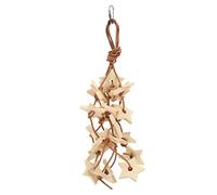 Bird Wood Star Chewing Toy | Bite Strong for Parrots/Budgies/Cockatiels | Authentic Log & Cowhide Rope | Stress Relief & Beak Grinding (Clear)