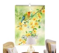 Bird Year Wall Calendar 2026 - Spiral Bound 12-Month Floral Birds Calendar For Nature Lovers, Artistic Monthly Planner For Study, Dorm, Kitchen & Bedroom Decor
