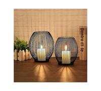Birdcage Shape Candle Holder 2 Set, 1618cm/1415.5cm Black Lantern Metal Candlestick, Candlelight for Home Living Room Tables Decor, Vintage Candelabra