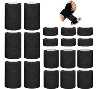 BIRDDIE 18 Rollos Venda Cohesiva Negra, Autoadhesiva Elástica Transpirable, Soporte Deportivo Articular y Cuidado Mascotas, 2,5cm/5cm/7,5cm(negro*18)