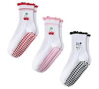 BIRDDIE 3 pares de calcetines de pilates para mujer, diseño de corazón de amor, antideslizantes, calcetines de yoga a media pantorrilla para pilates, ballet y yoga, Lace, 5-10