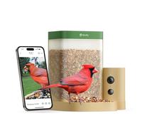 Birdfy Comedero inteligente para pájaros con cámara de cámara lenta, alimentador de pájaros con doble visión nocturna, reconocimiento de inteligencia artificial, IP66 resistente al agua para los