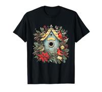 Birdhouse Cardinal Winter Birdwatch, Amante de Las Aves navideñas Camiseta
