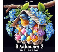 Birdhouses 2 Coloring Book: 50 Unique Birdhouse Shapes (Teapots, Lighthouses & More!) to Color on Striking Black Pages for Relaxation and Creativity (Fantasy Homes Coloring Books)