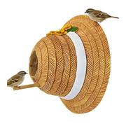 Birdhouses for Outdoors- 17,5 x 17 x 9 cm Resin |Bird House - Garden Birdhouse Straw Hat Shaped | Outdoor Hanging Rustic Straw Hat Birdhouse, for Hummingbird Wren Outdoor Garden Porch Patio Yard