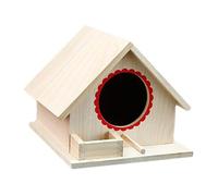 Birdhouses Outdoors - Casa de pájaros con un poste, nido de madera natural durabel, beneficio de espacio de vida seguro, ventana de jardín al aire libre, hábitat decorativo para pájaros silvestres
