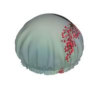 Birds Autumn - Gorro de ducha impermeable con doble banda elástica con orejas con volantes, para cocina, a prueba de aceite, se puede reutilizar