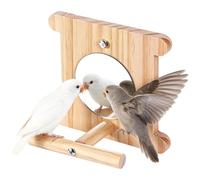 Birds Bird Cage Mirror | with Wooden Perch Funny Finch Mirror | Parakeet To | Parakeet Cage Toys For Finch Cockatiel Cockatoo Macaw Conure Lovebird Canary Mirror Play Set: Your Bird Can Enjoy Multifuncti