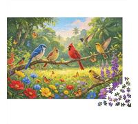 Birds & Blooms Puzzles 1000 Piezass Reciclable Material Vibrant Nature Mayores Puzzles Juego Educativo Anti-Estrés Parent Child Game Props 52x38cm/1000pcs