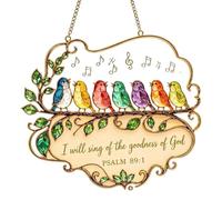 Birds & Flowers Sun Catcher - Acrylic Window Decor | Bible Verse Ornament