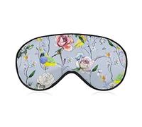 Birds in Garden Colorful Watercolour Eye Mask con correa ajustable para hombres y mujeres Night Sleeping Travel Siesta