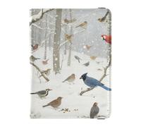Birds in Snowy - Cartera de viaje de piel para pasaporte, gran capacidad, para hombre, accesorios imprescindibles para viajes