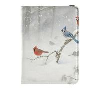 Birds in Snowy Safari - Soporte de cuero para pasaporte, gran capacidad, para mujer, viaje de negocios