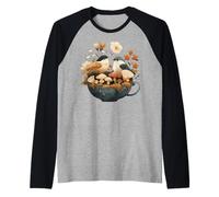 Birds In Teacup Cottagecore Estética Naturaleza Amantes Diseño Camiseta Manga Raglan