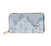 Birds In The Park On A Snowy Day - Cartera de cuero para mujer, bolsa de mano, bolsa de tarjetas con cremallera, Negro -, Talla única