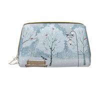 Birds in the Park On A Snowy Day Leather Handheld Zipper Makeup Bag Organizador Cartera Gran Capacidad Viaje Makeup Bag Artículos de tocador, blanco, talla única
