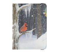 Birds in Winter Safari - Soporte de cuero impermeable para pasaporte para mujer, documentos de viaje