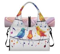 Birds Music Notes - Bolsa de lona deportiva con compartimento para zapatos, bolsa de fin de semana, bolsa de equipaje para gimnasio, yoga, viajes, color, L, Bolsa de viaje
