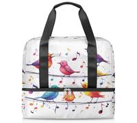 Birds Music Notes - Bolsa de lona deportiva para mujeres, hombres, niños y niñas, 21 L, para fin de semana, para viajes, gimnasio, yoga, color, Big, Organizador de bolsas