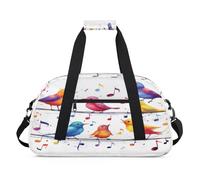 Birds Music Notes - Bolsas de lona para mujeres, hombres, niños, niñas, niños, niños, durante la noche, fin de semana, bolsa de viaje de 24 L, bolsa de deporte para gimnasio, bolsa de práctica, color,