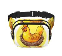 Bird's Nest - Cinturón cuadrado de doble capa con diseño de pollo dorado, unisex, para correr, viajar, senderismo, fitness, color negro, talla única, Negro, One Size