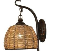 Bird's Nest Creative Rattan Weaving Wall Lantern Mediterranean Style Retro Wall Lamp Wicker Shades Cage Weave Wall Light E27 Indoor for Room Living Bedside Barn Bar Cafe Lights