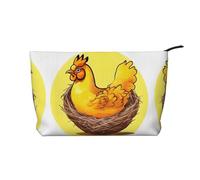 Bird's Nest Golden Chicken - Bolsa de cosméticos de pana con cierre de cremallera, adecuada para viajes, camping y uso diario