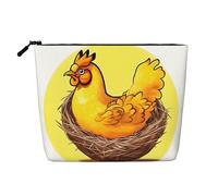Bird's Nest Golden Chicken - Neceser versátil de viaje, bolsa de maquillaje de cáñamo falso, multiusos, organizador de accesorios cosméticos, Black, Talla única