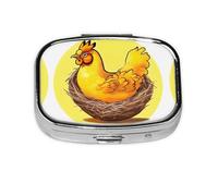 Bird's Nest - Organizador de píldoras de viaje de pollo dorado, pastillero de 2 compartimentos, mini pastillero portátil, caja de almacenamiento de medicamentos y vitaminas