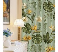 Birds of Paradise - Cortinas opacas tropicales botánicas con orquídeas Monstera Verano, cortinas de ventana con aislamiento térmico para apartamento, sala de estar, dormitorio, 52 x 95 pulgadas