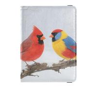 Birds on Snowy Branch - Soporte de cuero para pasaporte de viaje familiar, impermeable, para dinero y tarjetas, accesorios de viaje familiar