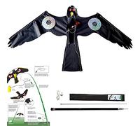 Birds Scarer Hawk Flying Kite Simulated Hawk Flash Reflectante Scarer, dispositivo profesional de energía eólica para espantapájaros para exteriores, hogar, jardín, granja, espantapájaros (cometa y