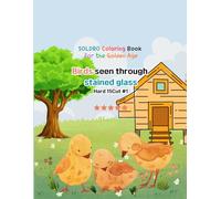Birds seen through stained glass, Hard 15Cut #1: SOLDRO Coloring book for Golden Age