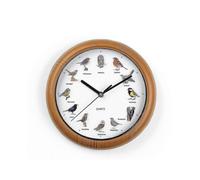 Birdsong Wall Clock, 12 Bird Songs and Realistic Bird Patterns, Auto Shut Off Between 9-5 p.m., Wooden Frame AA Battery Yalo