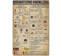 Birdwatching Knowledge Letreros de metal vintage Cómo ir a observar aves carteles guía de observación de aves placas club patio decoración de la pared del hogar 12.0 x 16.0 in