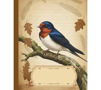 Birdy Chic - Vintage style composition notebook with barn swallow on the cover - aesthetic for ornithology & nature lovers - Ideal for School, College ... • Glossy cover with stylish bird design