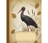 Birdy Chic - Vintage style composition notebook with black stork on the cover - aesthetic for ornithology & nature lovers - Ideal for School, College ... • Glossy cover with stylish bird design