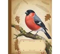 Birdy Chic - Vintage style composition notebook with bullfinch on the cover - aesthetic for ornithology & nature lovers - Ideal for School, College or ... • Glossy cover with stylish bird design